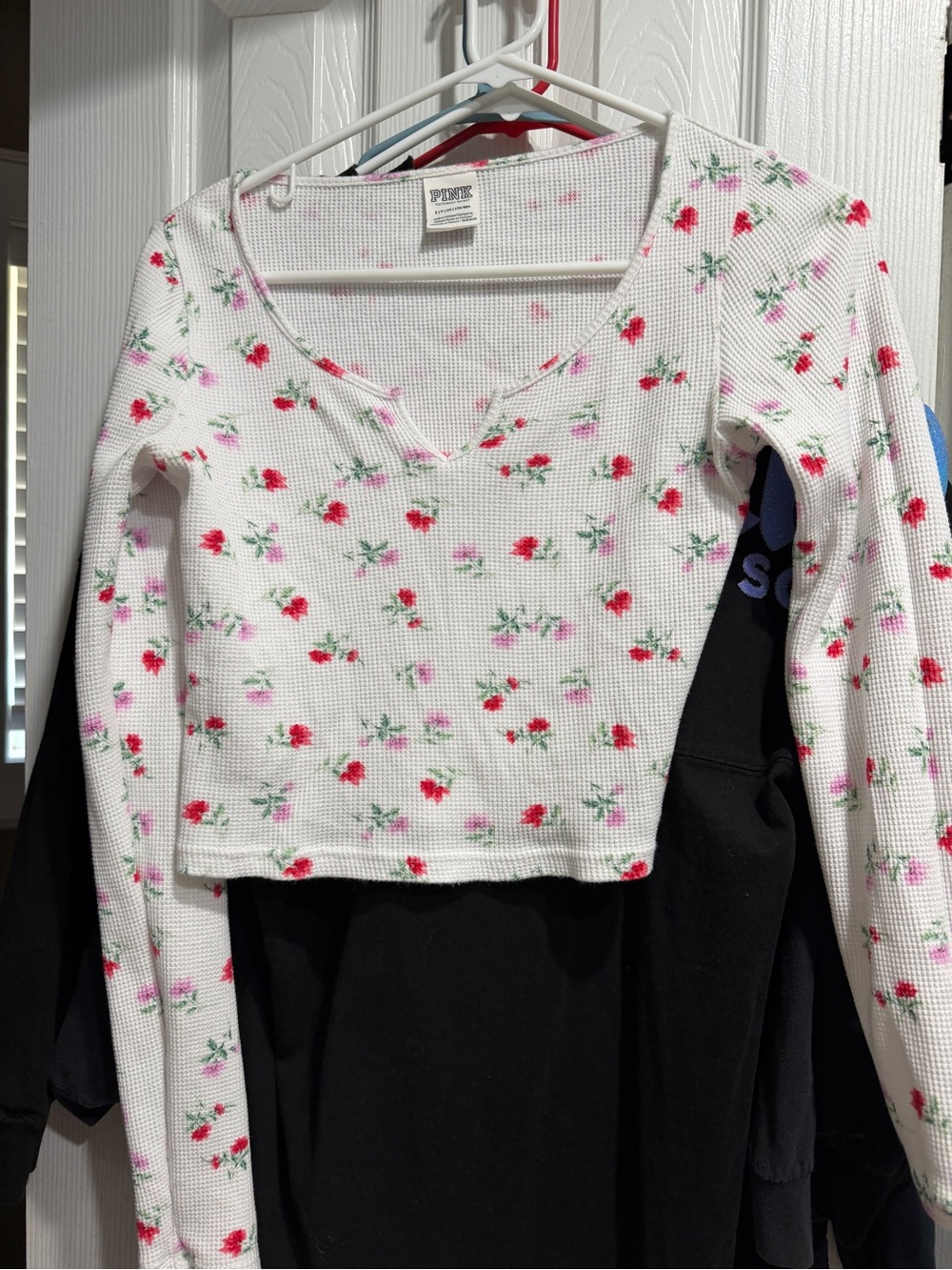 PINK Victoria's Secret Waffle-Knit Long-Sleeve Crop Top - 2